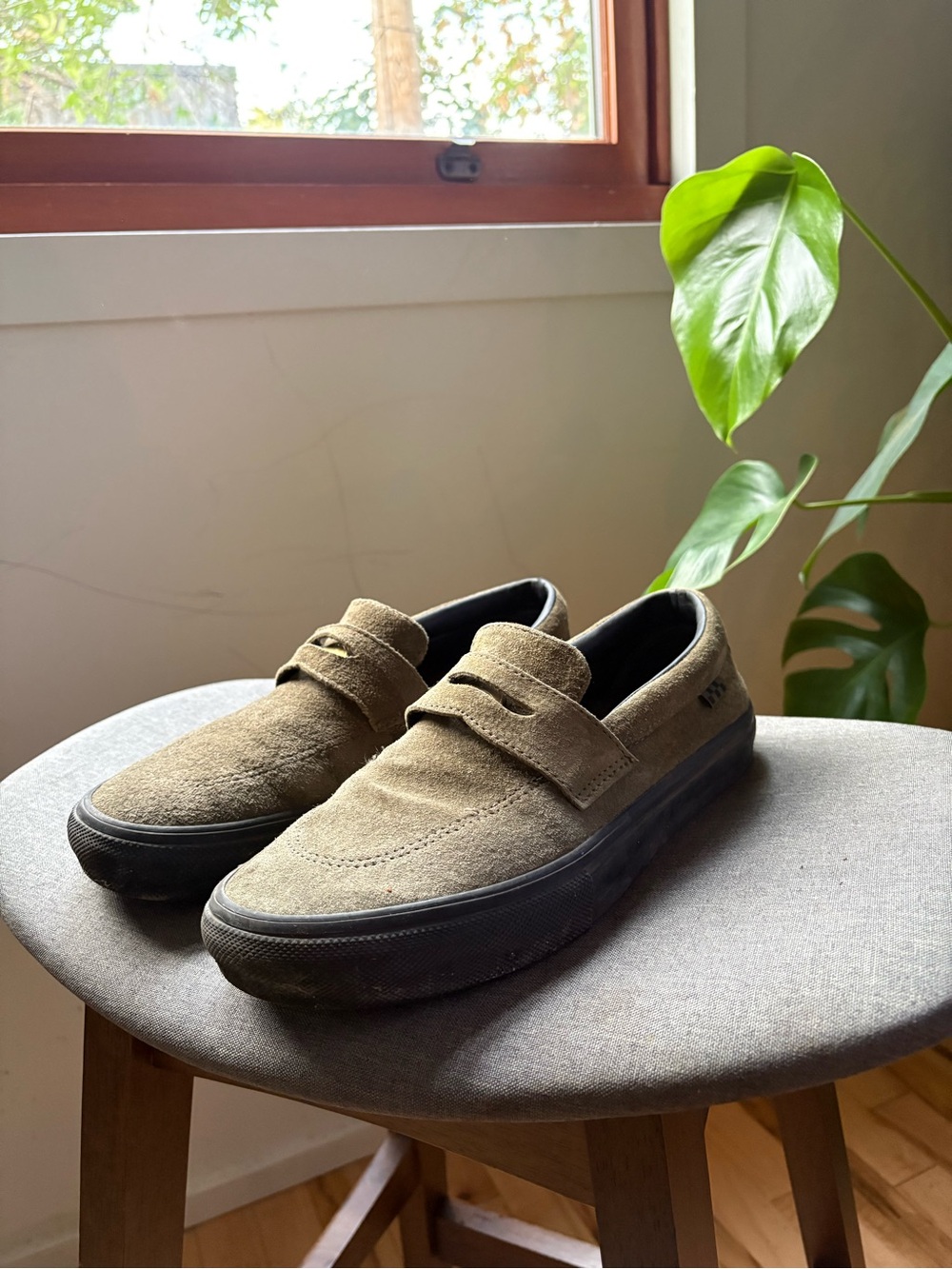 Vans Olive Green Suede Slip-On Loafers